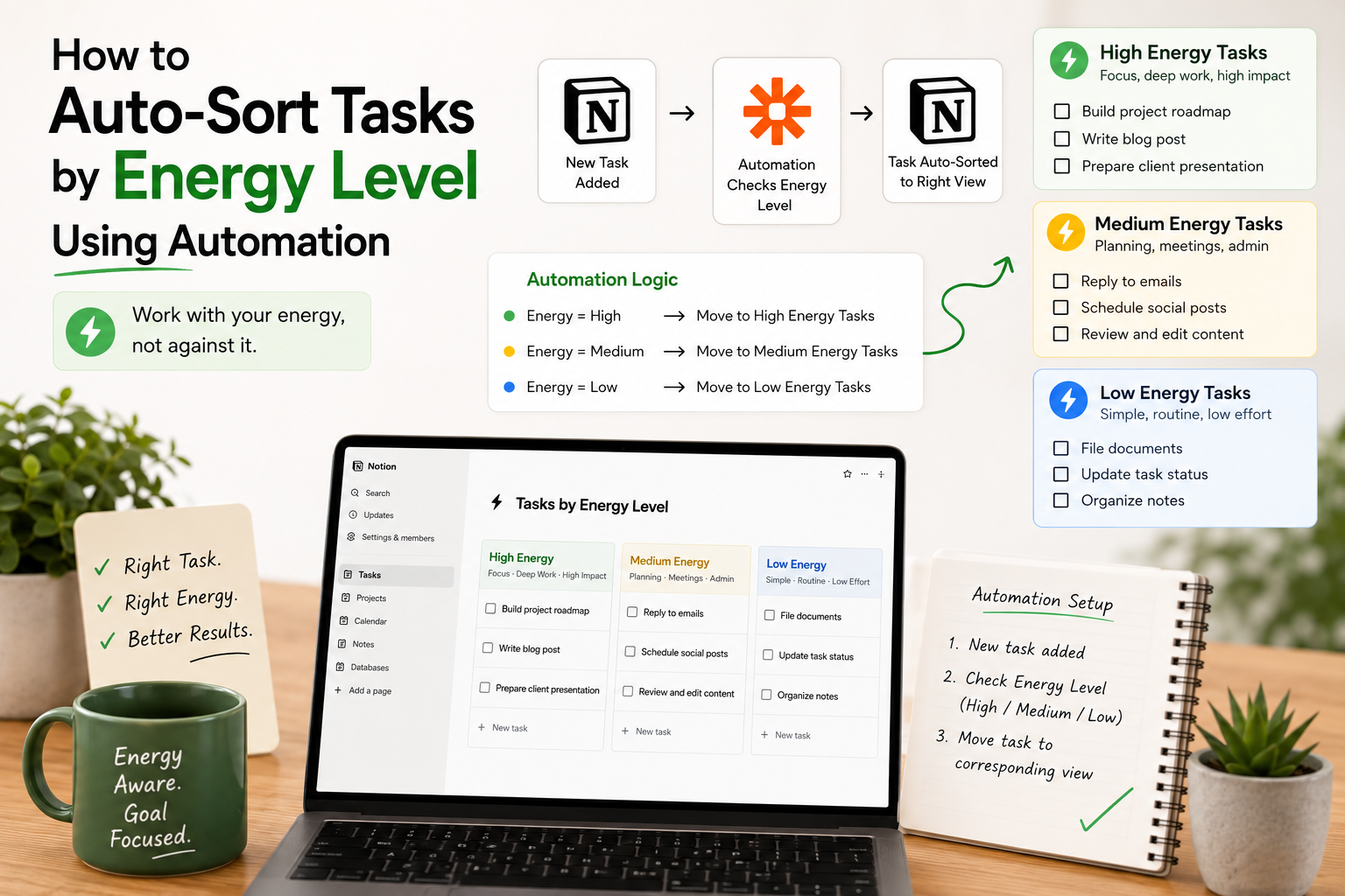 How to Auto-Sort Tasks by Energy Level Using Automation