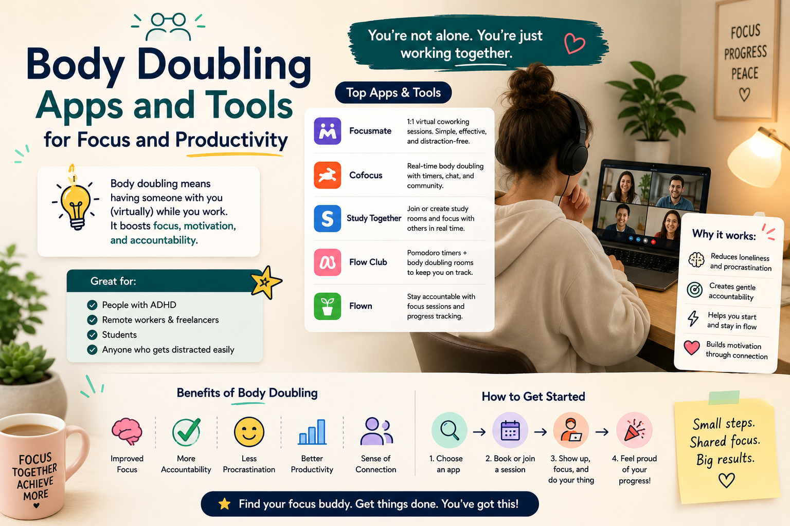 Body Doubling Apps and Tools for Focus and Productivity